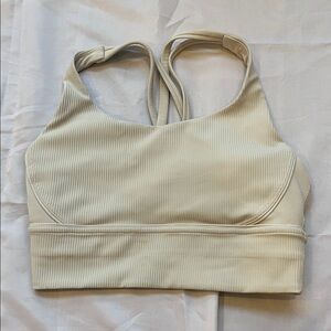 Lululemon Athletica Beige Ribbed Long line Energy Sports Bra size 6